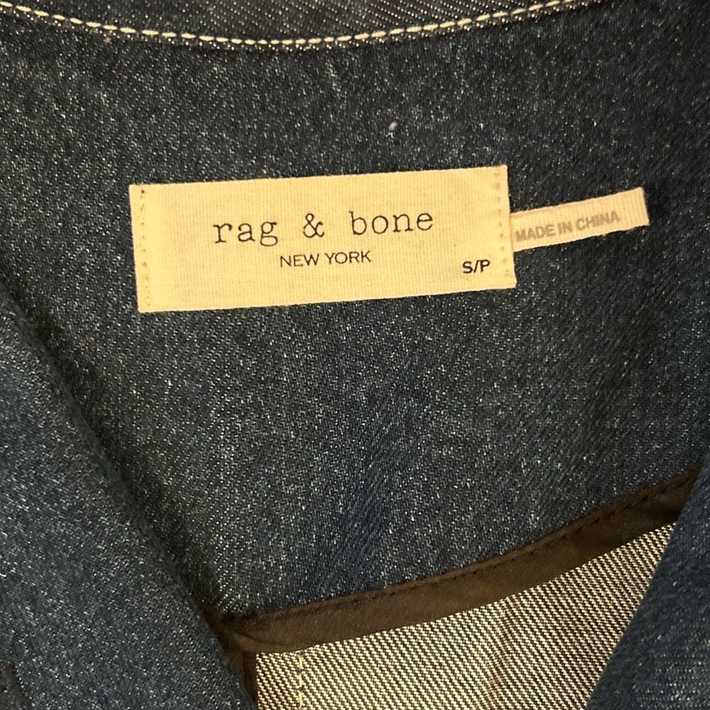 Rag & Bone Women’s Dark Blue Denim Trench Coat w/ Belt  Size SP - Picture 5 of 6